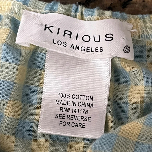 NWT Kirious Los Angeles gingham peplum top size S Cropped Boho Beach Cruise - Picture 7 of 8